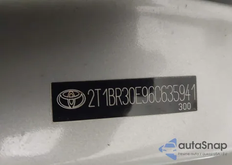 2006 Toyota Corolla Le z USA, uszkodzony, nr VIN 2T1BR30E96C635941